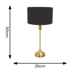 Valuelights Maggie Gold Metal Candlestick Slim Table Lamp With Charcoal Fabric Drum Lamp Shade - thumbnail 4