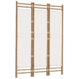 Berkfield Folding 3-Panel Room Divider 120 Cm Bamboo And Canvas - thumbnail 3