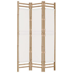 Berkfield Folding 3-Panel Room Divider 120 Cm Bamboo And Canvas - thumbnail 5
