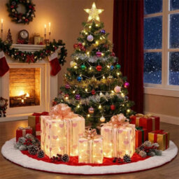 3 Pack Led Light Up Gift Boxes Christmas Decorations With Ribbon - thumbnail 7