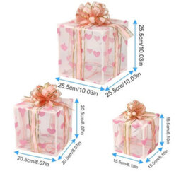 3 Pack Led Light Up Gift Boxes Christmas Decorations With Ribbon - thumbnail 2
