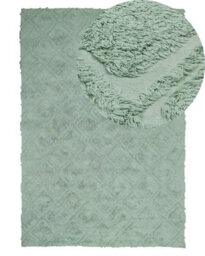 Beliani Green Geometric Hand-Tufted Cotton Rug 140 X 200 Cm - Low Pile Contemporary Area Rug - thumbnail 3