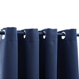Berkfield Blackout Curtains With Metal Rings 2 Pcs Blue 140X225 Cm - thumbnail 3
