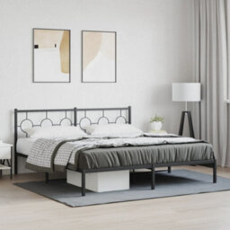 Berkfield Metal Bed Frame Without Mattress With Headboard Black 180X200Cm - thumbnail 1