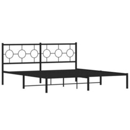 Berkfield Metal Bed Frame Without Mattress With Headboard Black 180X200Cm - thumbnail 3