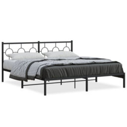 Berkfield Metal Bed Frame Without Mattress With Headboard Black 180X200Cm - thumbnail 2