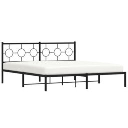 Berkfield Metal Bed Frame Without Mattress With Headboard Black 180X200Cm - thumbnail 4