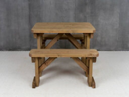 Arbor Garden Solutions Picnic Bench And Table Set, Aspen Rounded Wooden Patio Furniture (4Ft, Rustic Brown) - thumbnail 2
