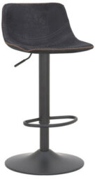 Lamboro Antico Faux Leather Kitchen Bar Stool, Matt Black Stem & Base, Adjustable Gas Lift With Backrest, Breakfast Bar Stool - Black - thumbnail 1
