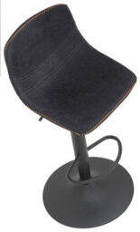 Lamboro Antico Faux Leather Kitchen Bar Stool, Matt Black Stem & Base, Adjustable Gas Lift With Backrest, Breakfast Bar Stool - Black - thumbnail 6
