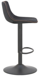 Lamboro Antico Faux Leather Kitchen Bar Stool, Matt Black Stem & Base, Adjustable Gas Lift With Backrest, Breakfast Bar Stool - Black - thumbnail 3