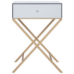 Beliani Mirrored Side Table With Gold Legs And Drawer 50 X 40 Cm - thumbnail 1