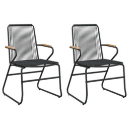 Berkfield 3 Piece Garden Dining Set Black Pvc Rattan - thumbnail 4