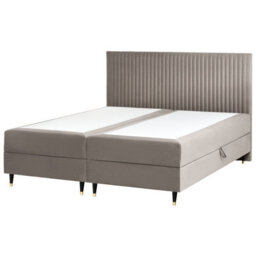 Beliani Divan Bed With Storage Velvet Dame 180 X 200 Cm (Eu Super King) Taupe - thumbnail 4