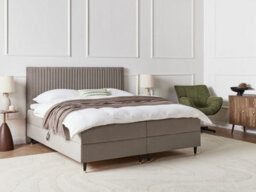 Beliani Divan Bed With Storage Velvet Dame 180 X 200 Cm (Eu Super King) Taupe - thumbnail 2