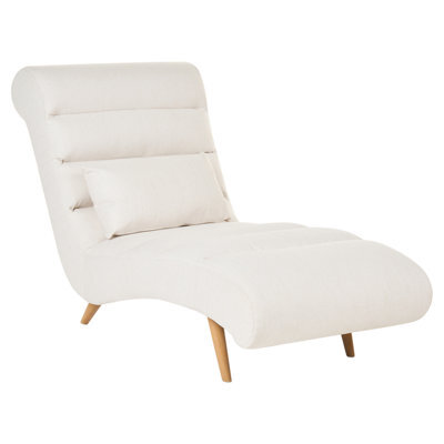 Beliani Chaise Longue Rives Fabric Off-White - image 1
