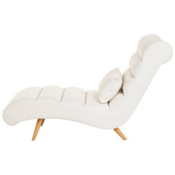 Beliani Chaise Longue Rives Fabric Off-White - thumbnail 4