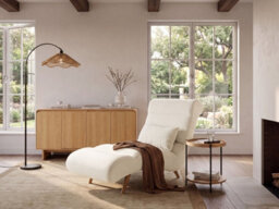 Beliani Chaise Longue Rives Fabric Off-White - thumbnail 2