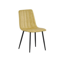Mof Faux Suede Set Of 4 Dining Chairs With Sturdy Metal Legs Chairs With Backrest And Padded Seat Yellow Stripe - thumbnail 4