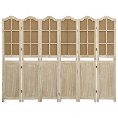 Berkfield Durable 6-Panel Room Divider Brown 214X165 Cm Fabric - image 1