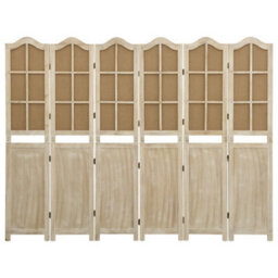 Berkfield Durable 6-Panel Room Divider Brown 214X165 Cm Fabric