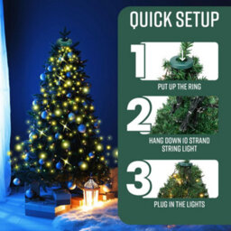 Globrite Christmas Tree Light With Ring 1.6M X 16 Lines 288 Led (Warm White) 8 Modes Memory Timer Ip44 Waterproof Indoor Outdoor - thumbnail 3