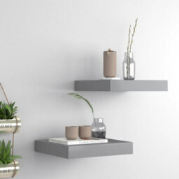 Berkfield Floating Wall Shelves 2 Pcs Grey 23X23.5X3.8 Cm Mdf