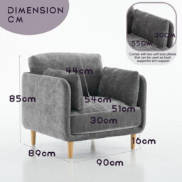 Velvet Upholstered Armchair, Luxury Modern Single Chair - thumbnail 6
