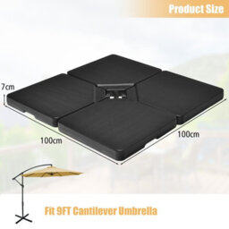 Costway 4 Pcs 13L Garden Parasol Stand Base Sand Water Filled Banana Umbrella Weights - thumbnail 2