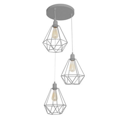 Luminosa Lighting Luminosa Karo Cluster Pendant Ceiling Light Grey 32Cm