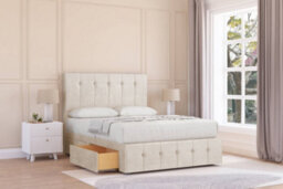 "Sloomy Cambridge Cream Plush Divan Bed 2 Drawers Foot-End-54"" Floor Standing Headboard 12"" Footboard 4'6 Double" - thumbnail 2