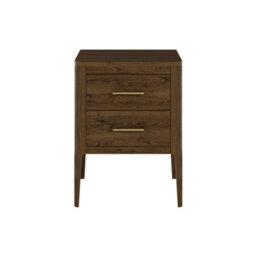 Wyld Haus Modena Brown Stained Oak Bedside Table With Two Brass-Handled Drawers - thumbnail 2