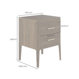 Wyld Haus Modena Brown Stained Oak Bedside Table With Two Brass-Handled Drawers - thumbnail 5