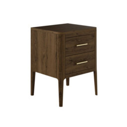 Wyld Haus Modena Brown Stained Oak Bedside Table With Two Brass-Handled Drawers - thumbnail 3