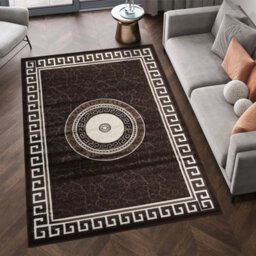 Brown Modern Border Design Area Rug 120X170 Cm Soft Thick Pile Living Room Bedroom Large Non Shedding Carpet - thumbnail 1