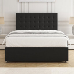 Bsspoke Isla Divan Bed Set In Black Plush Velvet 24Inch Headboard 2 Drawers Same Side & No Mattress In 3Ft 4Ft 4Ft6 5Ft 6Ft - thumbnail 3