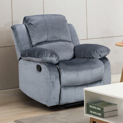 Recliner Manual Chair In Grey Chenille Fabric - image 1