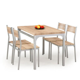 Malcolm Dining Set Modern Sonoma Oak Table With Laminated Top And 4 Mdf Chairs On Steel Frames - thumbnail 2
