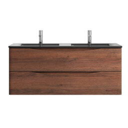 Plum&clay Eden Redwood Wall Hung Vanity Unit With Grey Glass Basin (W)1200mm - thumbnail 2