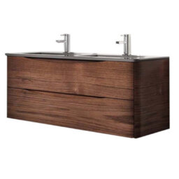 Plum&clay Eden Redwood Wall Hung Vanity Unit With Grey Glass Basin (W)1200mm