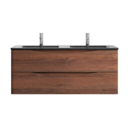 Plum&clay Eden Redwood Wall Hung Vanity Unit With Grey Glass Basin (W)1200mm - thumbnail 5