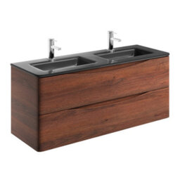 Plum&clay Eden Redwood Wall Hung Vanity Unit With Grey Glass Basin (W)1200mm - thumbnail 4