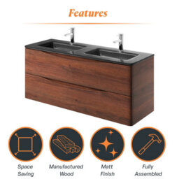 Plum&clay Eden Redwood Wall Hung Vanity Unit With Grey Glass Basin (W)1200mm - thumbnail 8
