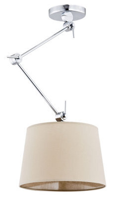 Luminosa Lighting Luminosa Zakyntos Cylindrical Pendant Ceiling Light Beige, Chrome - image 1