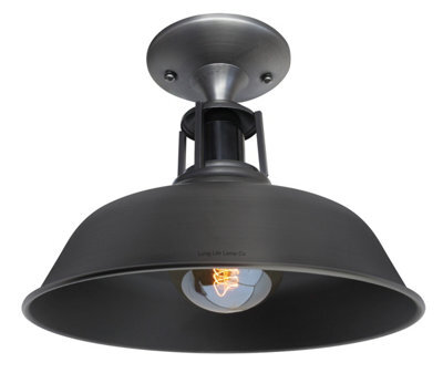 Long Life Lamps Company Vintage Retro Industrial Flush Mount Farmhouse Pewter Grey Ceiling Light Shade M008 - image 1