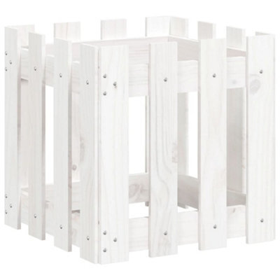 Berkfield Versatile Garden Planter With Fence Design White 40X40X40 Cm Solid Wood Pine - image 1