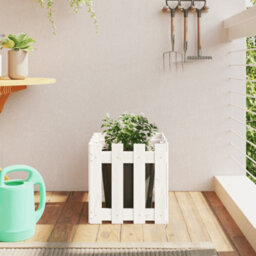 Berkfield Versatile Garden Planter With Fence Design White 40X40X40 Cm Solid Wood Pine - thumbnail 2