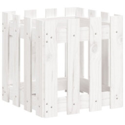 Berkfield Versatile Garden Planter With Fence Design White 40X40X40 Cm Solid Wood Pine - thumbnail 4