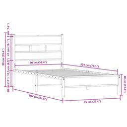 Walplus Bed Frame Without Mattress With Headboard Sonoma Oak 90X200 Cm - thumbnail 9