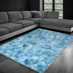 Aspire Homeware Non Slip Tie Dye Teal Shaggy Rug Soft Fluffy Washable, Living Area And Bedroom Rug, (L)170Cm X (W)120Cm - thumbnail 1